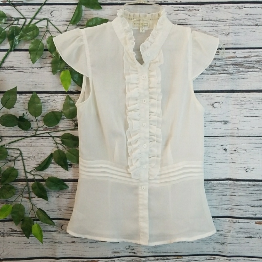 Mustard Seed by do & be sheer cap sleeve blouse